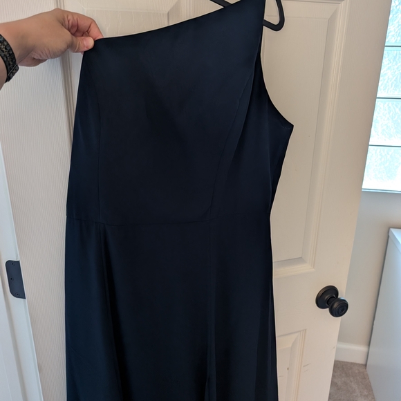 Jenny Yoo Navy Asymmetrical One-Shoulder Cocktail Dress - Picture 4 of 5